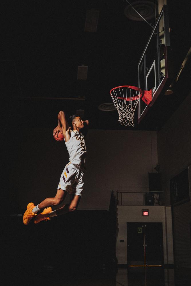 basketball player slam dunk